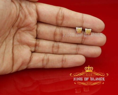 King of Bling's 0.10ct Diamond 925 Sterling Silver White Kite Stud Earrings For Women's & Men's