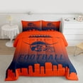 thumbnail image 2 of jejeloiu Football Sport City Twin Comforter Sets,Gradient Orange Deepblue Ombre Bedding Set For Rugby Lovers Reversible 2-Piece, 2 of 8
