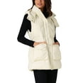 thumbnail image 4 of INSPIRE CHIC Women's Vest Winter Coat Hooded Zip Up Mid Long Sleeveless Quilted Padded Jacket 2XL White, 4 of 6