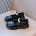 thumbnail image 3 of Viluyesy Girls Pearl Bow Mary Jane Shoes, Toddler Patent Leather Soft Sole Flats, Non Slip Hook Loop Casual Dress Shoes for School Black Size 11.5 Little Kid, 3 of 6