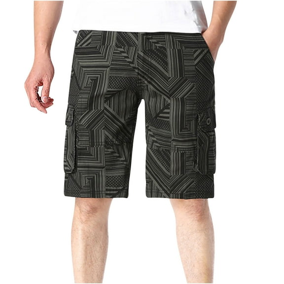 DDAPJ pyju Cargo Shorts for Men Striped Print Patchwork Mens Cargo Shorts Fashion Casual Lightweight Vacation Shorts with Multi Pocket