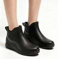 thumbnail image 4 of Domuza Men's Short Ankle PVC Rain Boots, Waterproof Soft Slouch Platform Galoshes, Non-Slip Wear Resistant Flat Rubber Shoes, Fashion Casual Footwear Black 8 (EU-41), 4 of 4