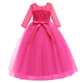 thumbnail image 5 of FYMNSI Girls Dresses Toddler Kids Lace 3/4 Sleeves Floral Princess Dress Wedding Party Formal Evening Long Gown 5-6 Years Rose, 5 of 8