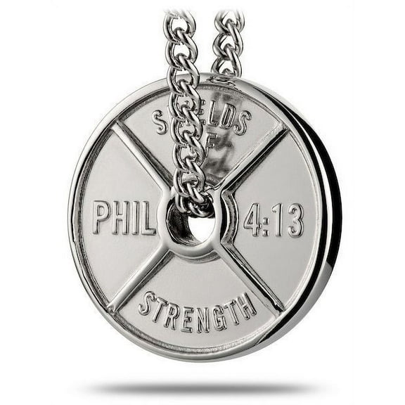 Men's High Relief Weight Plate Necklace-Phil 4:13-DB by Shields of Strength