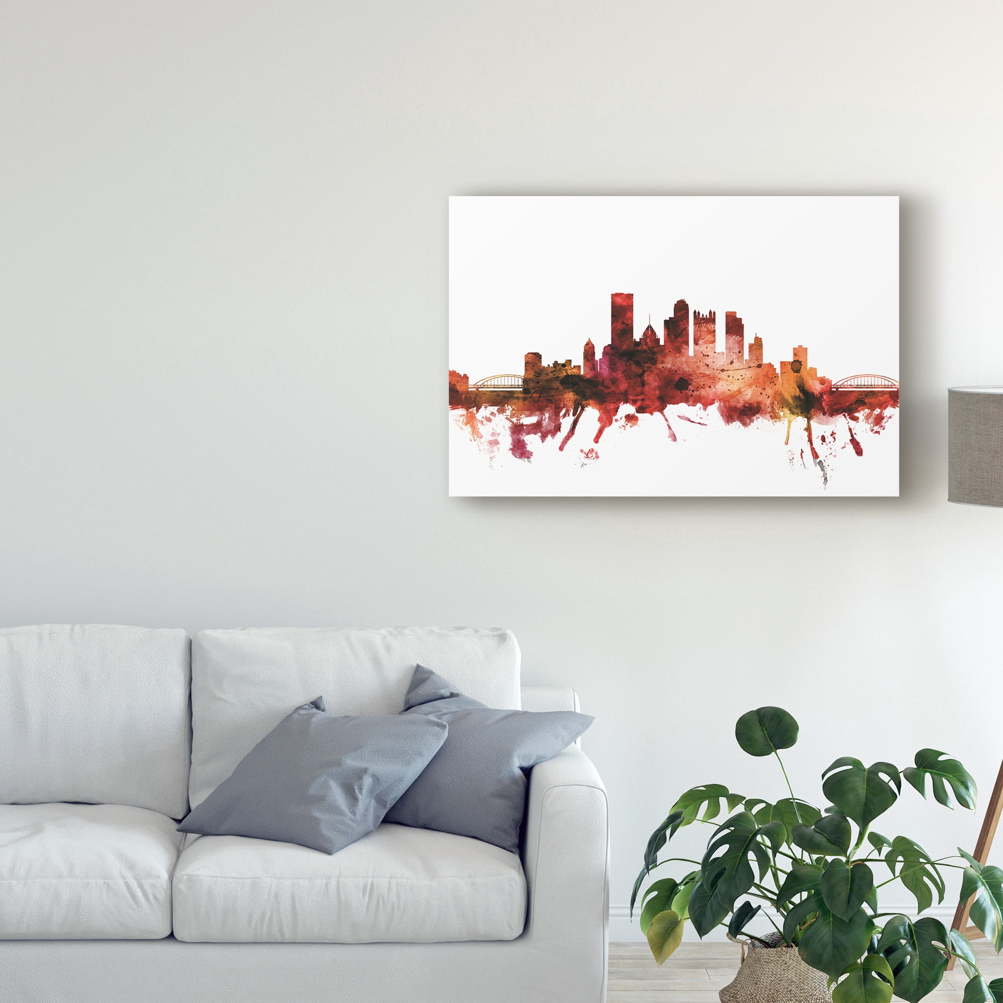 Trademark Fine Art 'Pittsburgh Pennsylvania Skyline Red' Canvas Art by Michael Tompsett