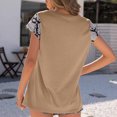 thumbnail image 4 of Camiseta de manga corta con cuello en R y costuras de leopardo de temperamento para mujer Fridja  bn5648, 4 of 6