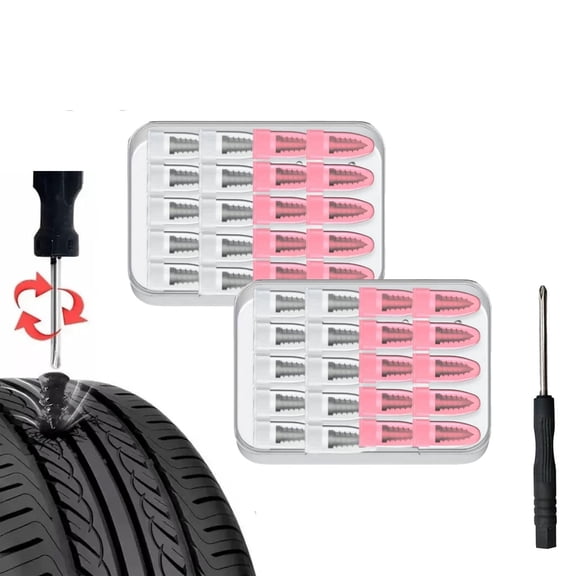 Tirefix Rubber Nail Kit,Tire Repair Rubber Nails Kit With 2 Sizes,Screw in Tire Repair Plugs,Fast Self-Service Tires Repairs Tools,Strong,Long-Lasting Seal,for Cars,Trucks, Motorcycles,Truck(40PCS)