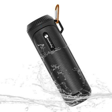 True Wireless Bluetooth Portable Outdoor Speaker with LED Flashlight, Water Splash Proof + Built-in Mic for Phone Call, FM Radio USB Flash, TF/SD Card, AUX Audio Input, Super
