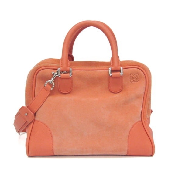 Pre-Owned Loewe Amazona 28 Women's Suede,Leather Handbag,Shoulder Bag Orange