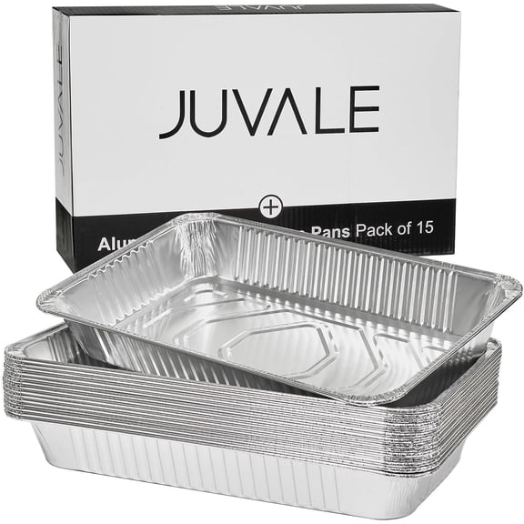 Aluminum Foil Pans 21x13 (15 PACK) Full Size Disposable Trays for Steam Table, Food, Grills, Baking, BBQ