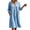 Blue., variant on HBGVBA 3/4 Sleeve V Neck Dresses for Women Soft Lace Neck Loose Casual Midi Dress with Pockets