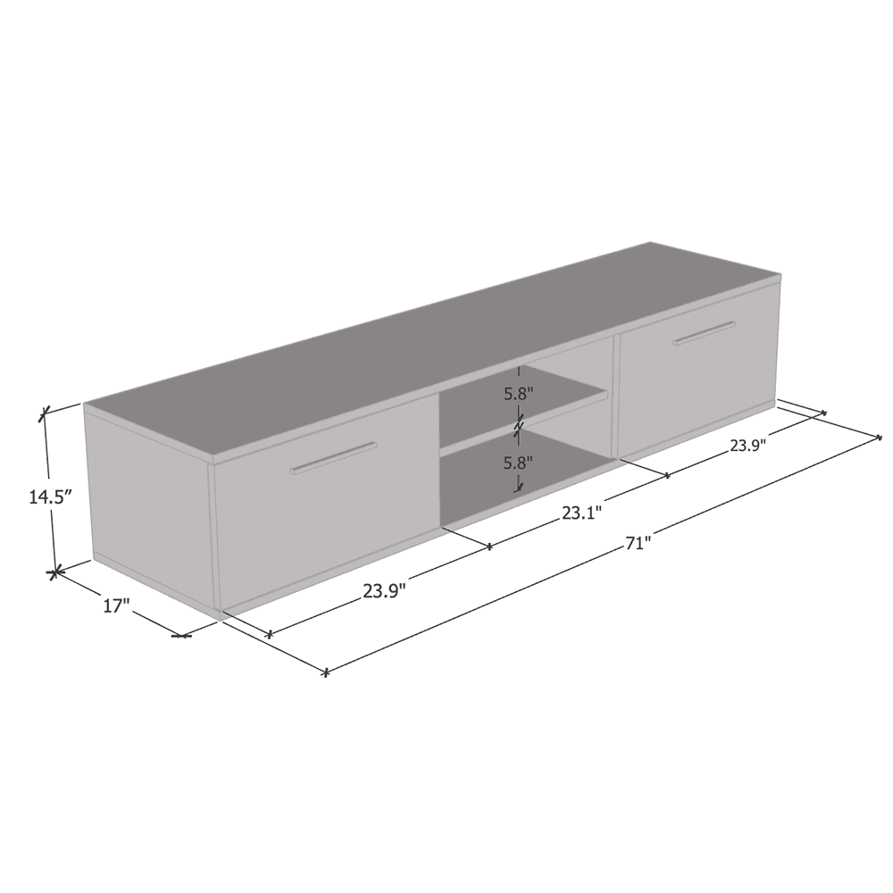 Soho S3 TV Stand for TVs up to 80", Modern High Gloss 71" Entertainment Center, TV Media Console with Storage Cabinets