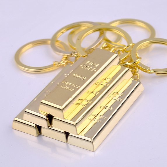 Naierhg Fashion Faux Gold Brick Charm Pendant Car Key Ring Holder Keychain Bag Ornament