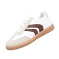thumbnail image 3 of Domuza Women’s Retro Color Block Sneakers, Low Top Lace Up Flat Casual Walking Shoes Non-Slip Athletic Footwear White 8.5（EU-41）, 3 of 5