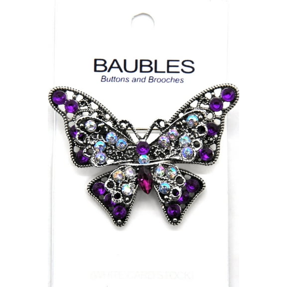 Belagio Rhinestone Butterfly Brooch, Purple, Sewing Fasteners, 1 Piece