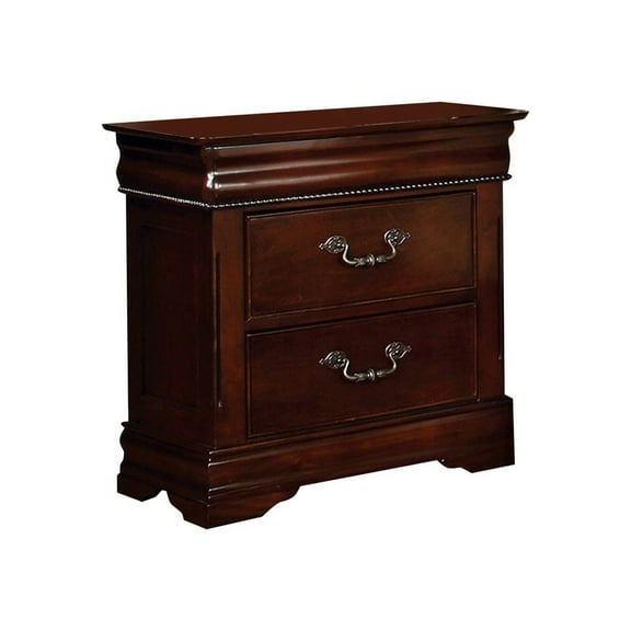 Benzara Mandura Contemporary Night Stand In Cherry Finish