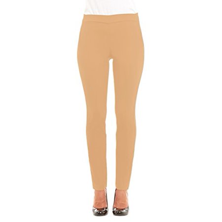 Velucci - Womens Straight Leg Stretch Pants with Pockets, Taupe-M ...