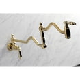 thumbnail image 4 of Kingston Brass KS2102AL Heritage Two-Handle 1-Hole Wall Mount Pot Filler Faucet in Polished Brass, 4 of 8