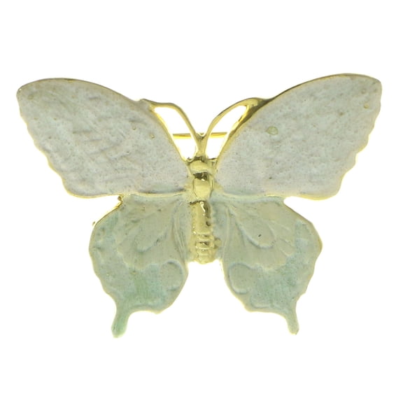 Butterfly Brooch-Pin Gold-Tone & Green Metal LQP783