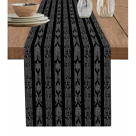 Table Runners 120 Inches Long Dress Scarves Black Striped Farmhouse Coffee/Dining/Kitchen Table Runner for Living Room Modern Abstract Art Geometric Stripes 13x120 Inch