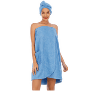 Womens Wrap Towel Spa Wraps & Hair Towel Body Wrap Adjustable Closure Bathrobe