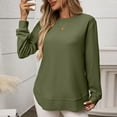 thumbnail image 5 of vigerkar Womens Tops Crewneck Long Sleeve Waffle Knit Solid Color Shirts Loose Casual Tunic Tops (AG, M), 5 of 7