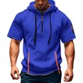 thumbnail image 2 of YLSDY Mens Shirts Hoodies for Men Short Sleeve Quarter Zip Hoodie Lightweight Oversized Hooded Tshirts with Pocket Blue M, 2 of 5