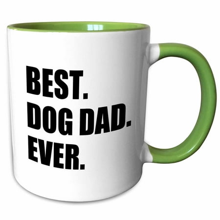 3dRose Best Dog Dad Ever - fun pet owner gifts for him - animal lover text - Two Tone Green Mug, (Best Furniture For Pet Owners)