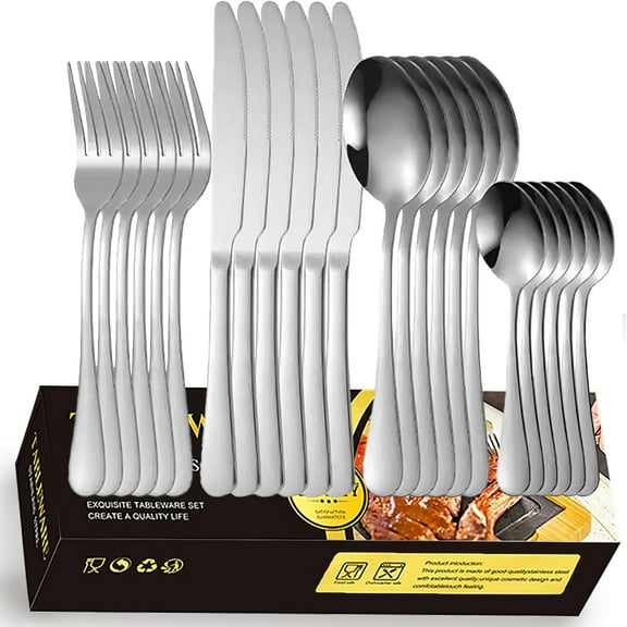 16-Piece Silverware Tableware Setting Flatware Set,Stainless Steel Cutlery with Spoon Fork Knife Dishwasher-Safe Mirror Polished Cutlery Utensil Set