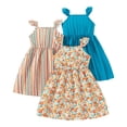 thumbnail image 1 of vigerkar Robes pour Filles Robe pour Tout-Petites Lot de 3 Robe Décontractée de Fête à Imprimé Robe Trapèze Robe d'Été (Bleu, 4-5 Ans), 1 of 4