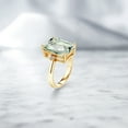 thumbnail image 4 of Gem Stone King 18K Yellow Gold Plated Silver Green Prasiolite and White Moissanite Ring for Women | 6.68 Cttw | Emerald Cut Checkerboard 14X10MM | Wedding Engagement Anniversary Ring | Size 7, 4 of 4