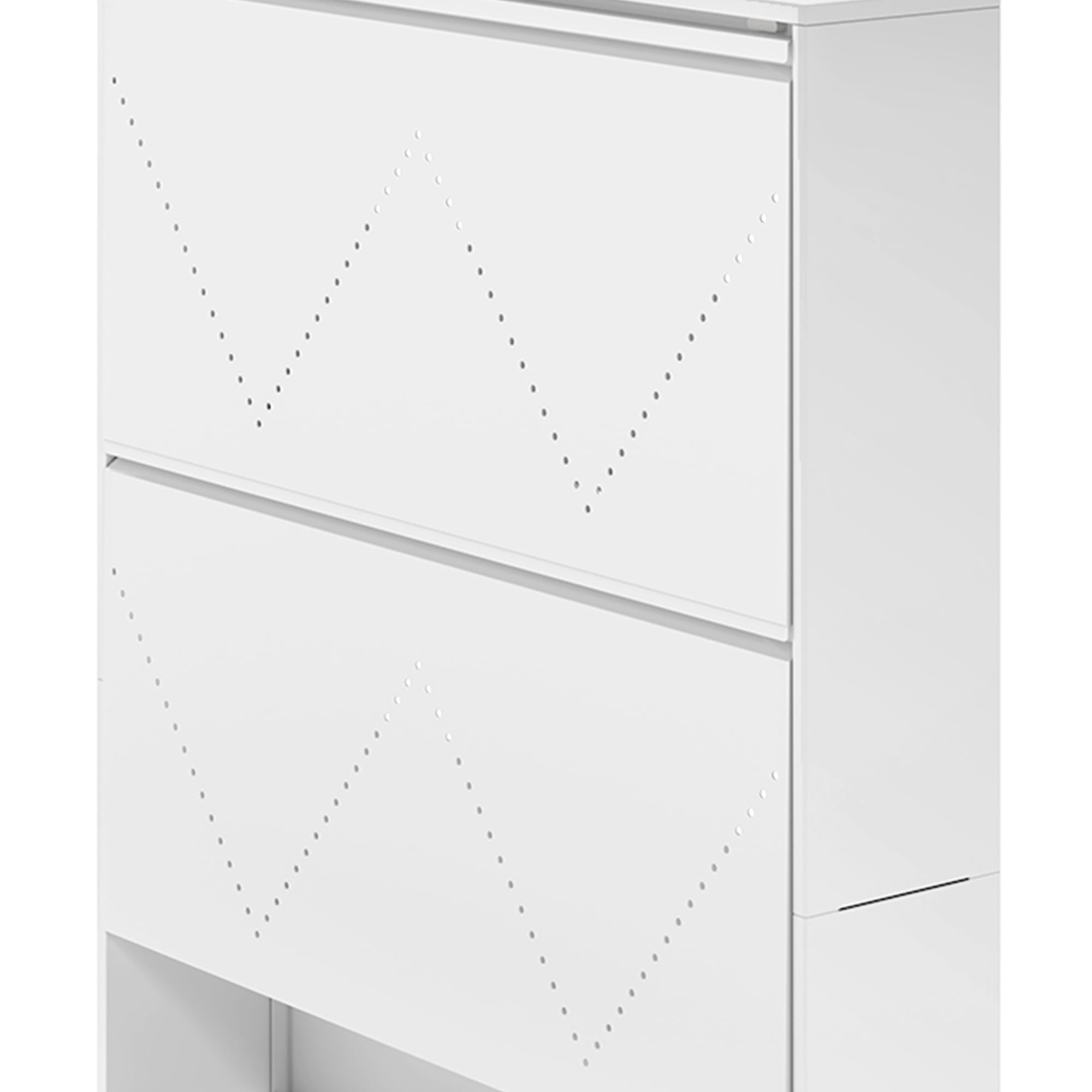Uforic 3-Drawer Metal Shoe Storage Cabinet, Wall Mount Shoe Rack Organizer, White