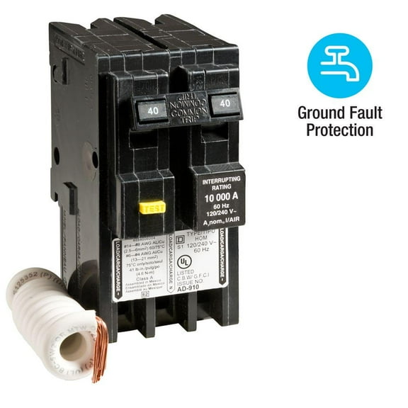 HomeLine Square D 40 Amp 2-Pole GFCI Circuit Breaker & Ground-Fault Interrupter
