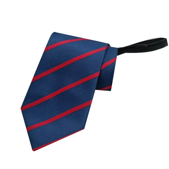 Red Mens Lazy Zipper Tie No Knot Needed Business Necktie 3.15 Inch Width Polyester Solid Fashion Tie For Daily And Formal Wear