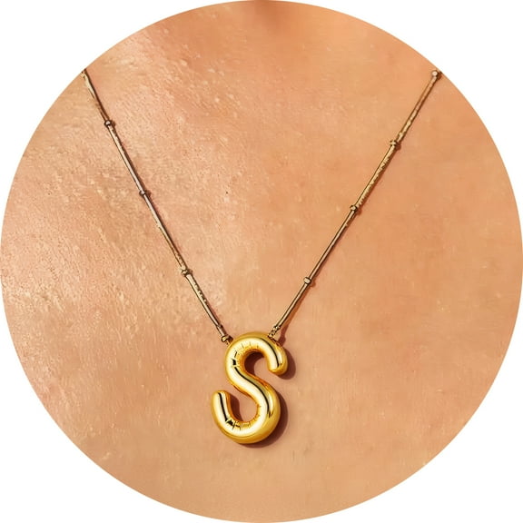 Murtoo balloon initial necklace for women 18 inch alphabet letter pendant chain A to Z jewelry