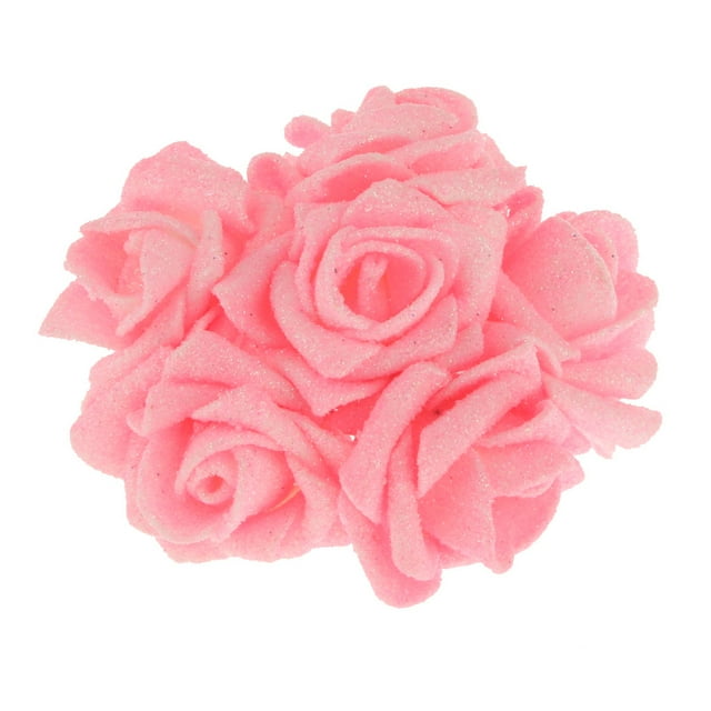 GUOOL 12pcs Colorfast Foam Roses Glitter Powder Flower Bouquet Wedding Christmas Decor