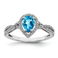 thumbnail image 4 of 925 Sterling Silver Rhodium Blue Topaz and Diamond Ring Size 5, 4 of 6