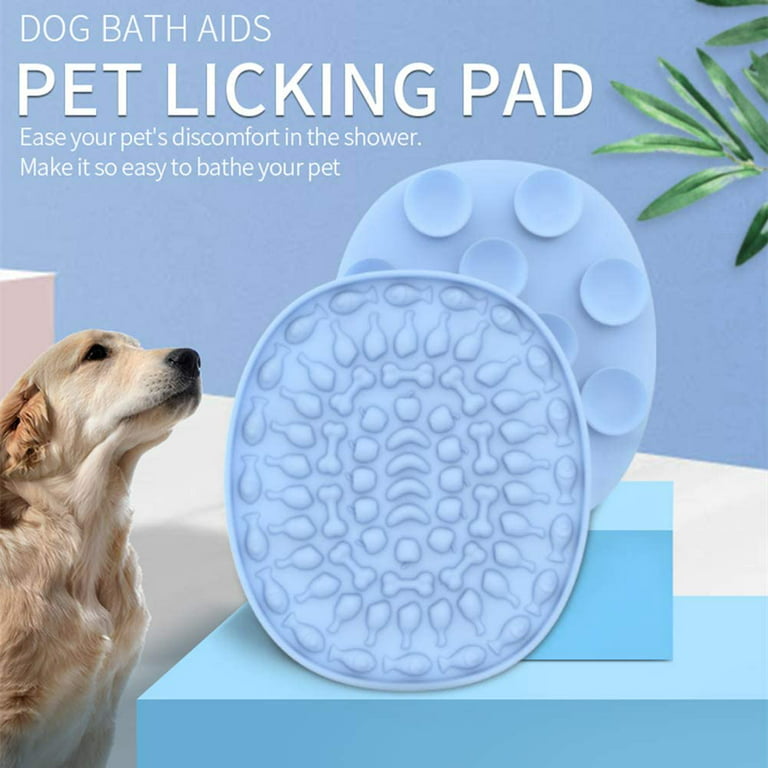 Silicon Dog Peanut Butter Lick Mat, Blue Dog Lick Mats With Suction For Pet  Food Yogurt Pet Bathing Grooming Training