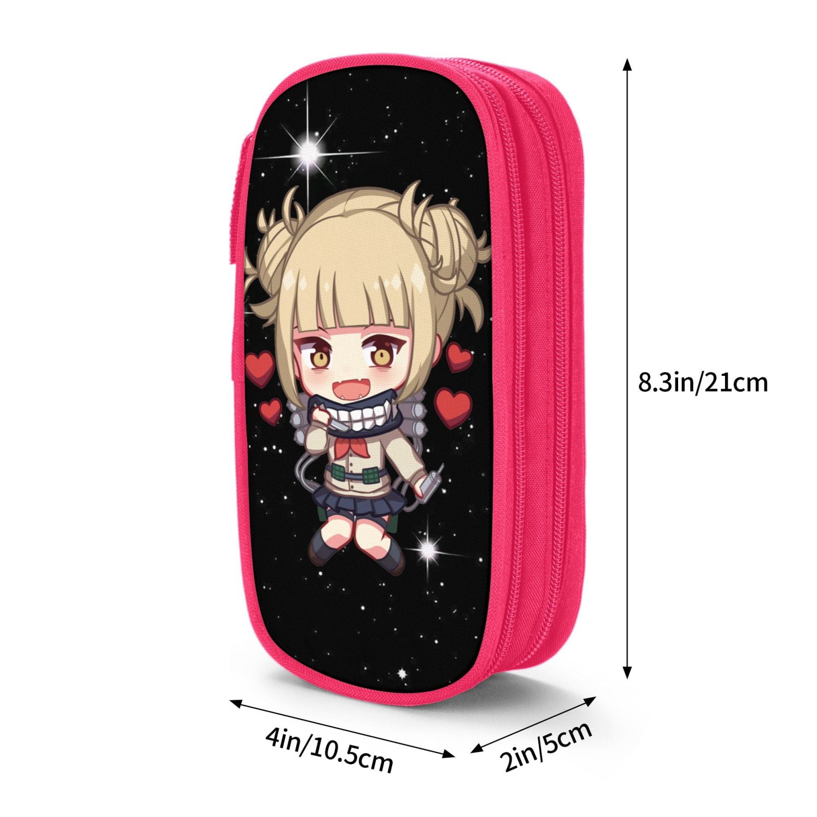 My Hero Academia Himiko Toga Pencil Case Large Capacity Pencil Pouch Pen Bag Office Stationery Organizer Travel Makeup Bag Pink