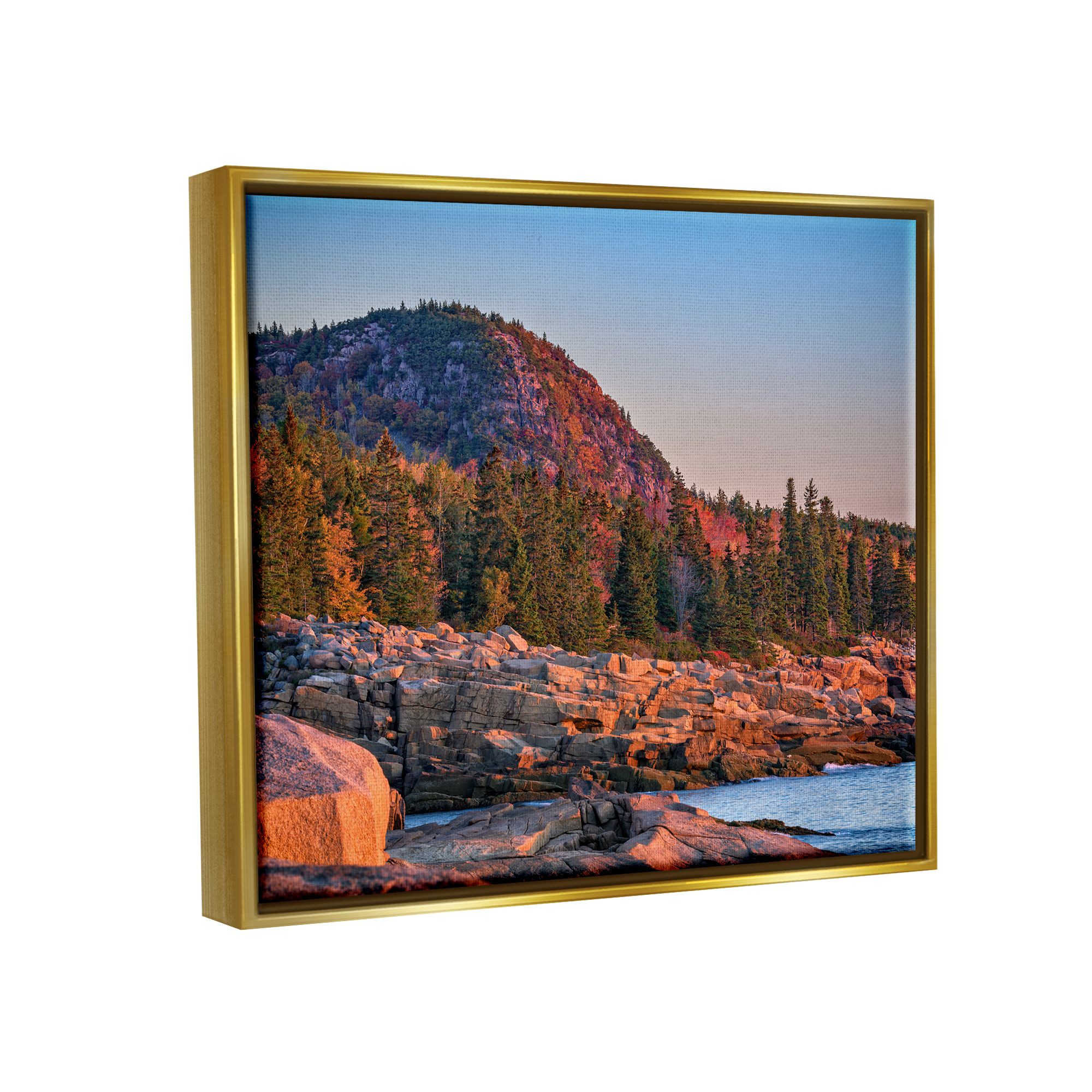 Stupell Rocky Seaside Mountain Cliff Landscape Photography Gold Floater Framed Art Print Wall Art