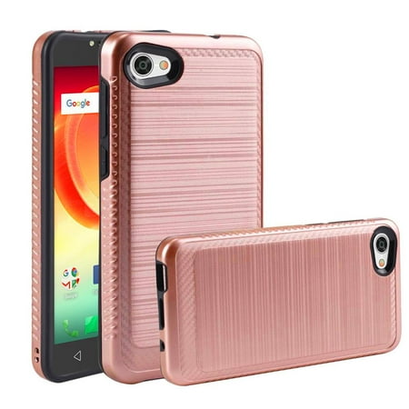 Alcatel Crave PulseMix A50 Hybrid Case [Rose Gold Black] Slim