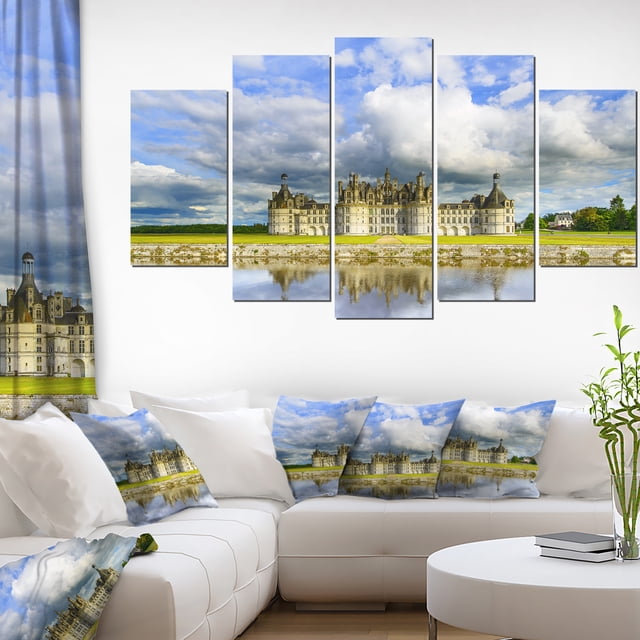 Chateau De Chambord Castle and Reflection - Extra Large Seashore Canvas Art