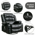 thumbnail image 3 of Manual Rocker Recliners, 360° Swivel Recliner Chair for Living Room, PU Leather Swivel Rocker Recliner with Massage and Heat, Home Theater Rocking Recliner with Cup Holder, Black, 3 of 8