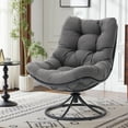 thumbnail image 5 of Dovov Swivel Accent Chair, 360° Upholstered Swivel Chair Modern Lounge Chair Comfy Reading Chair with Soft Cushion and Metal Frame, Gray, 5 of 11