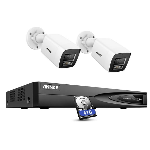ANNKE 4CH 4K Ultra HD Video Poe Security Camera System Night Owl 12MP H.265  NVR with 2pcs 8MP Outdoor Camera with Night Vision for Home, Intelligent Dual Light, Human & Vehicle Detection, 4TB HDD
