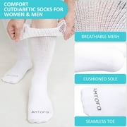 Diabetic Socks, AMITOFO 3 Pairs Diabetic Socks for Men Women Extra Wide Calf Size 13 15 for Swollen Feet, Cotton Edema Bariatric Must Haves Neuropathy Socks, White