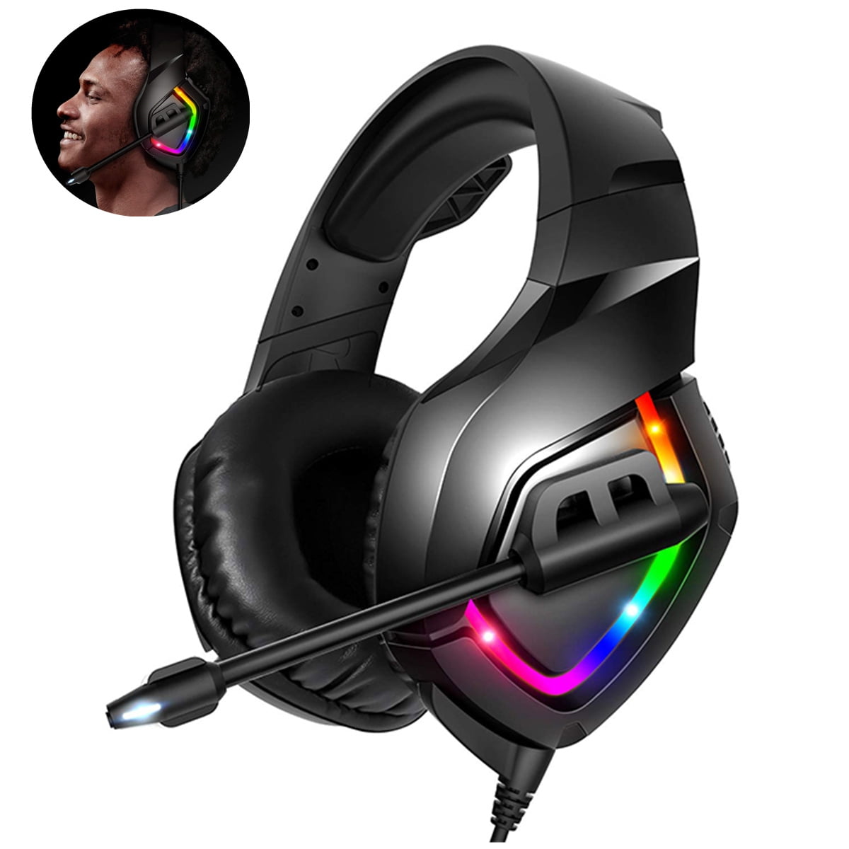 pil Dokter Schouderophalend K1-B Gaming Headsets for PS4, Wired Gaming Headphones with Noise Canceling  Mic & RGB Light, 7.1 Surround Sound, Compatible with PS5, Xbox One, PC,  Laptop, Nintendo Switch, Mac, Mobile - Walmart.com