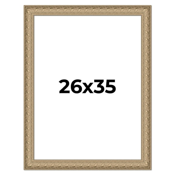 26x35 Frame Ornate Silver Beaded Solid Wood Picture Frame Width 2.5 Inches | Interior Depth 1