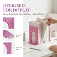 thumbnail image 2 of REGALWOVEN Metal Bookends, Book Ends for Shelves, Reinforced Iron Book Stopper for Heavy Books & Office, 2Pcs Pink 5"L x 5.9"W x 7.5"H, 2 of 5