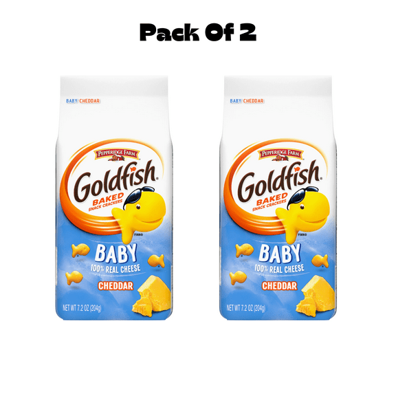 Goldfish Baby Cheddar Crackers, Snack Crackers, 7.2 oz Bag(PACK OF 2)
